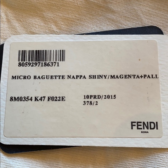 FENDI magenta Napa shiny  micro baguette bag - Picture 6 of 7